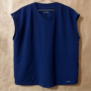 Jaanuu | Women's 2 Pocket Cap Sleeve Scrub Top Oversized Navy Size S